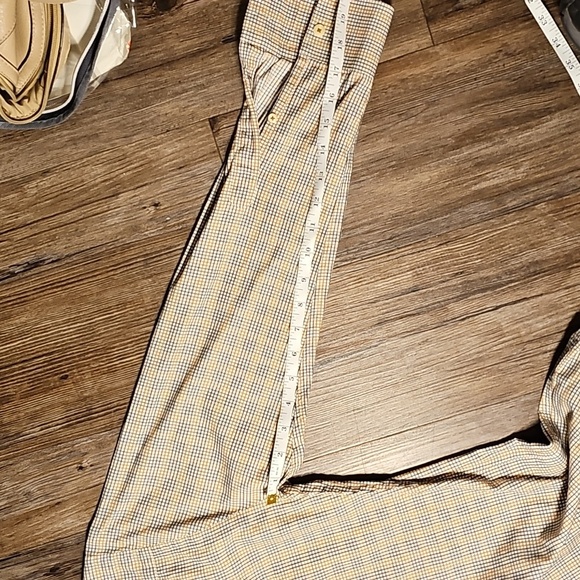 Mens Peter Millar Gold Grey Plaid Shirt Slim Fit Small - Picture 7 of 7